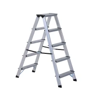 HOMCOM Aluminium Double Sided Step Ladder Folding A-type Household Stepper (5 Steps)(m-1)