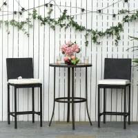 Outsunny Set Of 2 Square Chair Cushions Removable Covers Seat Pads Tie Fastenings White(m-1)