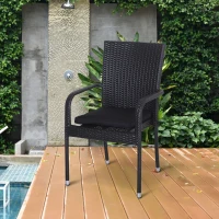 Outsunny Set of 6 Pcs Chair Cushion, 42Lx42Wx5T cm-Black(m-1)