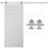 HOMCOM 6.6ft/200CM Stainless Steel Sliding Barn Door Hardware Kit Provides Smooth and Quiet Operation, 100CM Wide Door(m-1)