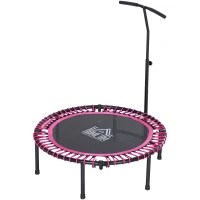 HOMCOM Mini Round Steel Frame Trampoline w/ Adjustable Handle Pink(m-2)