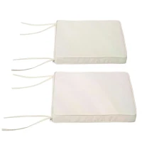 Outsunny Set Of 2 Square Chair Cushions Removable Covers Seat Pads Tie Fastenings White(m-10)