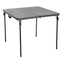 Outsunny 2.8FT Metal Portable Picnic Table Outdoor Furniture, 86Lx86Wx71.5H cm-Black/Brown(m-1)
