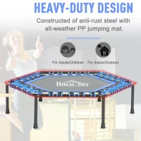 HOMCOM 40" Mini Hexagon Steel Frame Trampoline with Anti-slip Rubber Pads Blue(m-7)