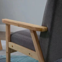 HOMCOM Minimalistic Wooden Frame Accent Chair, with Padded Seat(m-7)