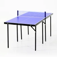 HOMCOM Folding 5ft Mini Compact Table Tennis Top Ping Pong Table Set Professional Net Games Sports Training Play Blue(m-1)
