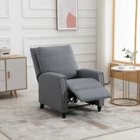 HOMCOM Recliner Armchair Fabric Single Sofa Chair w/ Footpad Light Grey 79W x 86D x 104H cm(m-2)