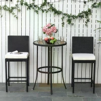 Outsunny Set Of 2 Square Chair Cushions Removable Covers Seat Pads Tie Fastenings White(m-9)