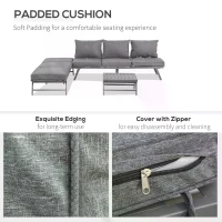Outsunny 3 Pcs Garden Seating Set w/ Sofa Lounge Coffee Table Outdoor Patio Furniture(m-6)