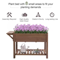 Outsunny Wooden Raised Garden Plant Stand Tall Flower Bed with Shelf 123 x 54 x 74cm(m-4)