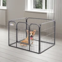 PawHut Heavy Duty Dog Playpen, 4 Panel Puppy Pen, Foldable Dog Kennel Both Indoor Outdoor Use Collapsible Design 82L x 82W x 60H (cm)(m-1)