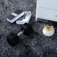 HOMCOM Rubber Dumbbell Weights Body Power Hex Home Gym Exercise Workout Fitness Training Lifting (15kg) Sold As Single(m-1)