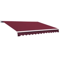 Outsunny 3.5 x 2.5m Garden Electric Motorised Manual Awning Door Outdoor Retractable Canopy Patio Shelter with LED Remote Control (Wine Red)(m-1)