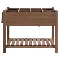 Outsunny Wooden Raised Garden Plant Stand Tall Flower Bed with Shelf 123 x 54 x 74cm(m-10)