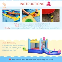 Outsunny Bounce Castle Inflatable Trampoline Slide Pool Octopus Design 3.8 x 2 x 1.8m(m-6)
