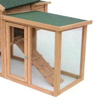 PawHut Poulailler Clapier Type Chalet en Bois Marron 124 x 22 x 64 cm(m-9)