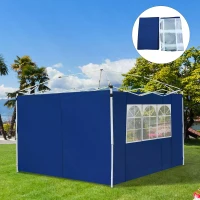 Outsunny 3 Meters Gazebo Replaceable Exchangeable Side Panel Wall Panels Walls With Window, Blue(m-9)
