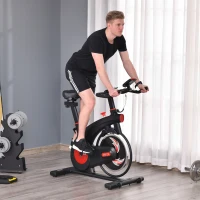 HOMCOM Upright Exercise Bike Indoor Training 8Kg Flywheel Cycling Machine Stationary Workout Bicycle with Adjustable Resistance Seat Handlebar LCD Display Phone Holder for Home Gym(m-2)