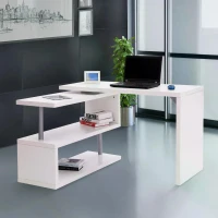 Homcom Bureau Informatique en Métal Chromé Blanc 255,5 x 94 x 31 cm(m-12)