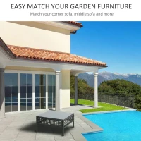 Outsunny Rattan End Table W/Glass-Black(m-6)