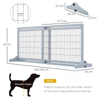 PawHut Freestanding Dog Gate, Foldable Pet Fence, Indoor Wood Barrier, Stair Gate with Support Feet, for Doorway, Hallway, Small and Medium Dogs, 69H x 104-183 cm, Blue-grey(m-3)