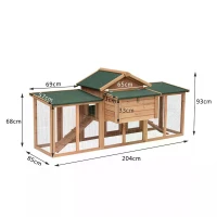 PawHut Poulailler Clapier Type Chalet en Bois Marron 124 x 22 x 64 cm(m-3)