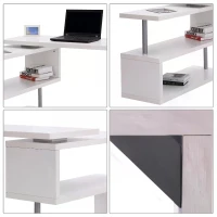 Homcom Bureau Informatique en Métal Chromé Blanc 255,5 x 94 x 31 cm(m-4)
