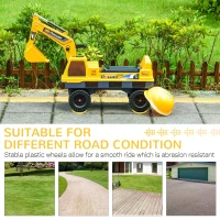 HOMCOM 2 in 1 Ride on Excavator Digger No Power Detachable Digging Bucket and Grab Bucket Music Light for 2-3 Years Old(m-4)