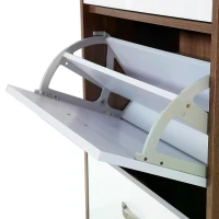 Homcom Armoire à Chaussures Blanc et Marron Foncé 60 x 28 x 189 cm(m-7)