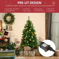 HOMCOM 5FT Christmas Tree Warm White LED Light Holiday Home Decoration, Green(m-5)