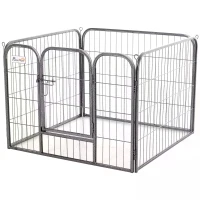 PawHut Heavy Duty Dog Playpen, 4 Panel Puppy Pen, Foldable Dog Kennel Both Indoor Outdoor Use Collapsible Design 82L x 82W x 60H (cm)(m-2)