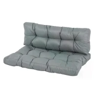 Outsunny 2Pcs Garden Tufted Pallet Cushions Seat Pad Back Cushion Indoor Outdoor Grey(m-10)