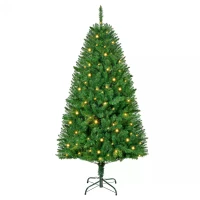 HOMCOM 5FT Christmas Tree Warm White LED Light Holiday Home Decoration, Green(m-11)