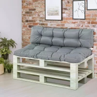 Outsunny 2Pcs Garden Tufted Pallet Cushions Seat Pad Back Cushion Indoor Outdoor Grey(m-11)