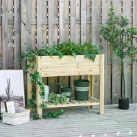 Outsunny Wooden Raised Plant Stand Outdoor Flower Bed Box with Clapboard 100 x 40 x 84cm(m-14)