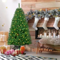 HOMCOM 5FT Christmas Tree Warm White LED Light Holiday Home Decoration, Green(m-10)