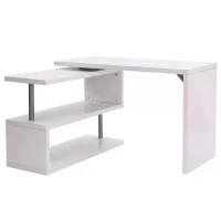 Homcom Bureau Informatique en Métal Chromé Blanc 255,5 x 94 x 31 cm(m-6)
