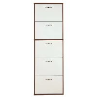 Homcom Armoire à Chaussures Blanc et Marron Foncé 60 x 28 x 189 cm(m-11)