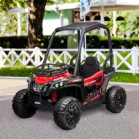HOMCOM 12V Battery-powered 2 Motors Kids Electric Ride On Car Off-road UTV Toy 3-6 km/h with High Roof Parental Remote Control Music Lights MP3 Suspension Wheels for 3-8 Years Old Red(m-14)