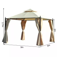 Outsunny Tente de Réception Style Colonial Beige 201 x 43,5 x 22 cm(m-3)