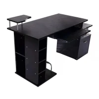 Homcom Bureau pour Ordinateur en Bois Noir 152 x 60 x 88 cm(m-6)