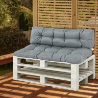 Outsunny 2Pcs Garden Tufted Pallet Cushions Seat Pad Back Cushion Indoor Outdoor Grey(m-1)