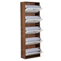 Homcom Armoire à Chaussures Blanc et Marron Foncé 60 x 28 x 189 cm(m-1)