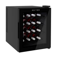HOMCOM 16 Bottle Wine Cooler Mini Bar Refrigerator 11-18°C Adjustable Temperature Touch Control Led Lights Sleek Stylish Suitable For Home Bar Party Black(m-2)