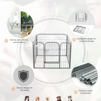 PawHut Heavy Duty Dog Playpen, 4 Panel Puppy Pen, Foldable Dog Kennel Both Indoor Outdoor Use Collapsible Design 82L x 82W x 60H (cm)(m-6)