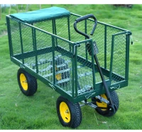 Outsunny Chariot de Transport à 4 Roues en Métal Vert 98 x 45 x 85 cm(m-1)