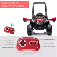 HOMCOM 12V Battery-powered 2 Motors Kids Electric Ride On Car Off-road UTV Toy 3-6 km/h with High Roof Parental Remote Control Music Lights MP3 Suspension Wheels for 3-8 Years Old Red(m-6)