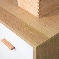 HOMCOM Chest of Drawers with 3 Drawers, Bedroom Cabinet, Storage Organizer for Living Room, White and Natural(m-8)