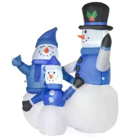 HOMCOM 4ft Inflatable Christmas Snowmen Family Xmas LED Outdoor Indoor Holiday Decorations Yard(m-11)