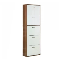 Homcom Armoire à Chaussures Blanc et Marron Foncé 60 x 28 x 189 cm(m-10)